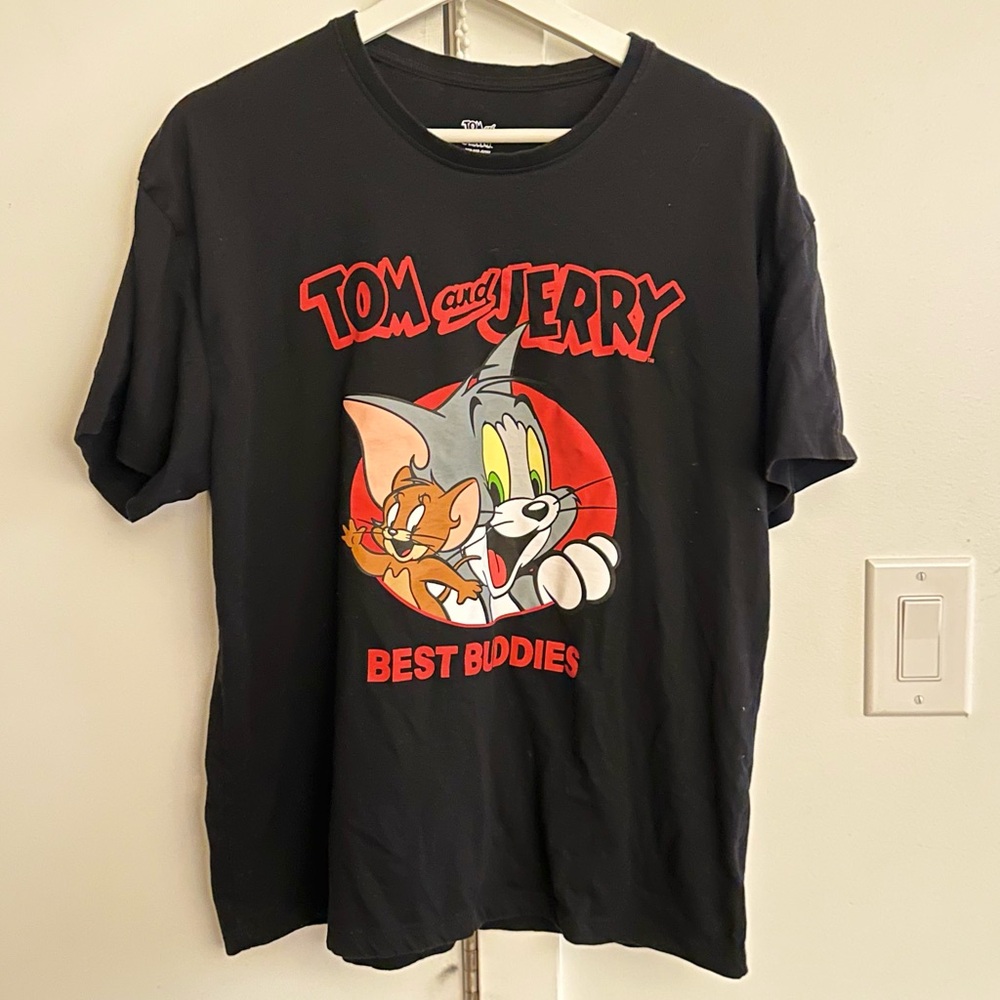 Tom and Jerry Black‎ Tee Large y2k